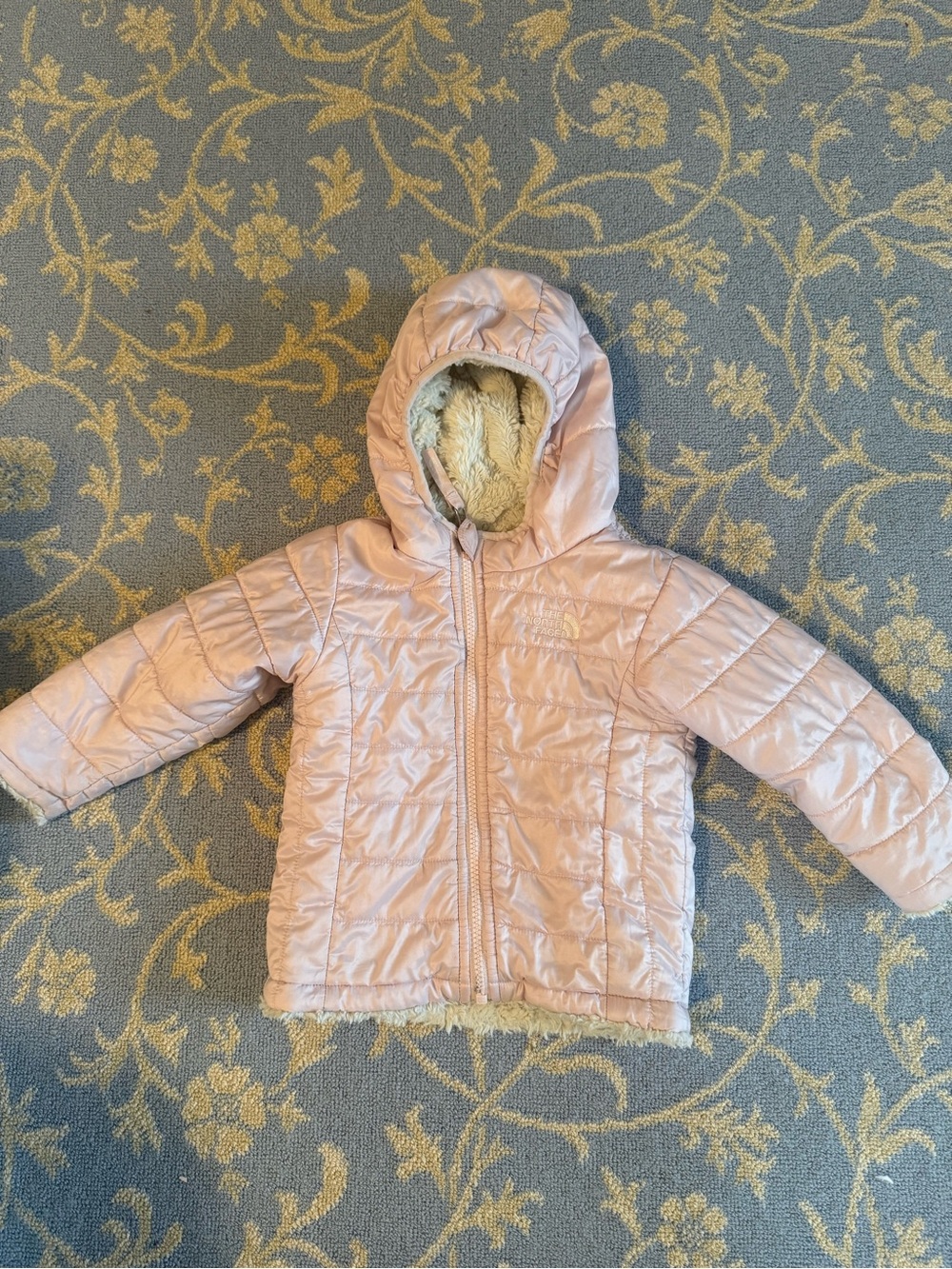 The North Face Reversible Pink Hooded Puffer Jacket for Kids